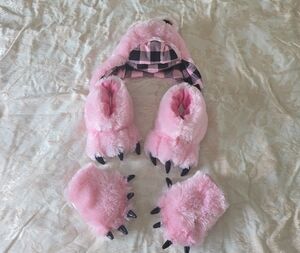 Lazy One Pink Plush Bear Hat with Label